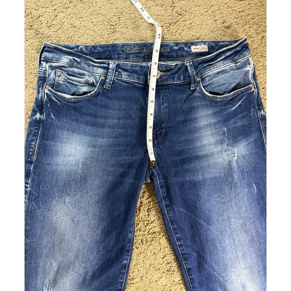 Mavi Jeans Women 33 Emma Slim Boyfriend Distressed Low Rise Acid Wash